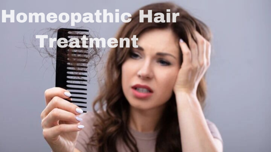 A person receiving homeopathic hair treatment from a practitioner.